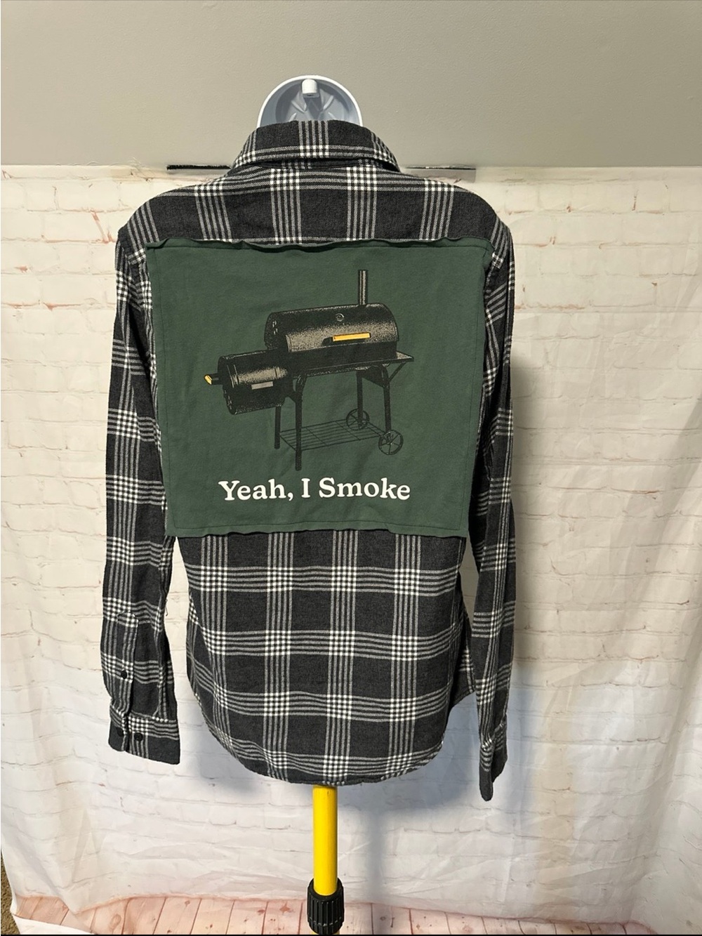 Upcycled “Yea, I Smoke” Meat Smoker Tee Flannel S